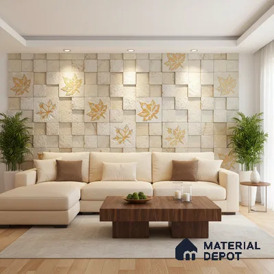 WL 00096 Golden Maple 300 x 300 mm Natural Stone Wall Cladding |  Stone is a Natural Product, Please Expect Variation in Shades