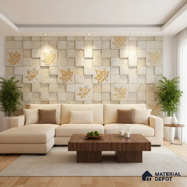 WL 00096 Golden Maple 300 x 300 mm Natural Stone Wall Cladding | Stone is a Natural Product, Please Expect Variation in Shades
