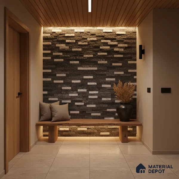 WL 00099 Ice Sparkle 600 x 150 mm Natural Stone Wall Cladding | Stone is a Natural Product, Please Expect Variation in Shades