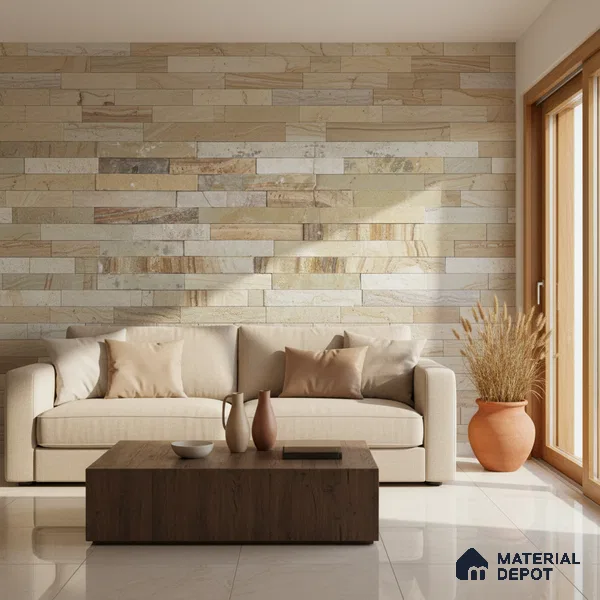 WL 00104 Mint Natural 600 x 150 mm Natural Stone Wall Cladding |  Stone is a Natural Product, Please Expect Variation in Shades