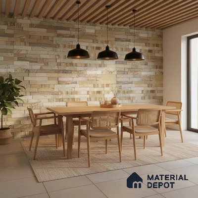WL 00104 Mint Natural 600 x 150 mm Natural Stone Wall Cladding |  Stone is a Natural Product, Please Expect Variation in Shades