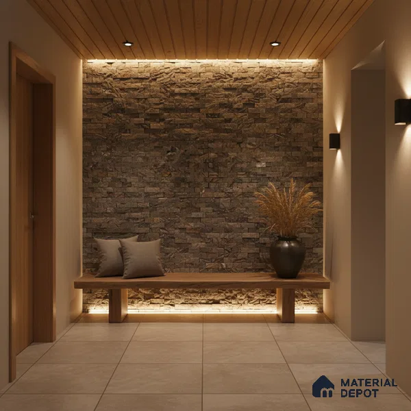 WL 00106 Mocha 300 x 300 mm Natural Stone Wall Cladding |  Stone is a Natural Product, Please Expect Variation in Shades