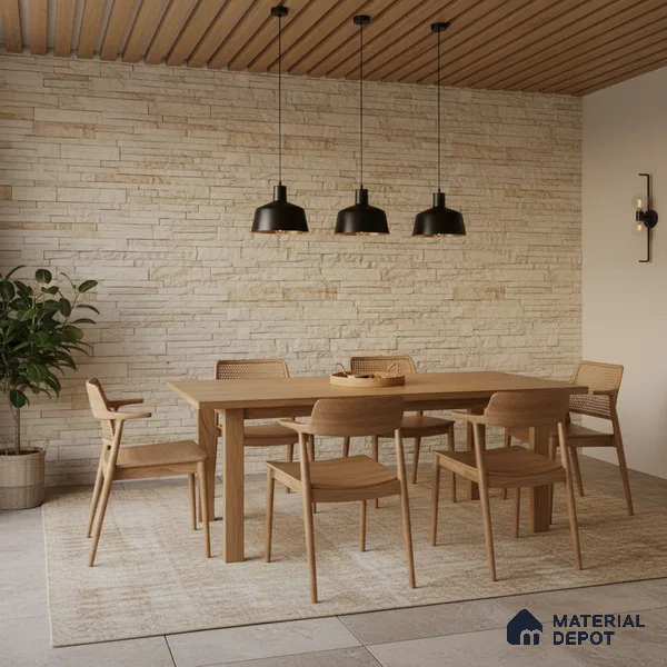 WL 00109 Oak Wood 600 x 150 mm Natural Stone Wall Cladding | Stone is a Natural Product, Please Expect Variation in Shades