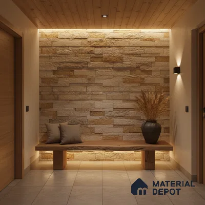 WL 00109 Oak Wood 600 x 150 mm Natural Stone Wall Cladding |  Stone is a Natural Product, Please Expect Variation in Shades