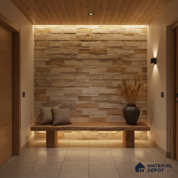 WL 00109 Oak Wood 600 x 150 mm Natural Stone Wall Cladding | Stone is a Natural Product, Please Expect Variation in Shades