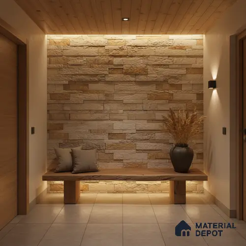 WL 00109 Oak Wood 600 x 150 mm Natural Stone Wall Cladding | Stone is a Natural Product, Please Expect Variation in Shades