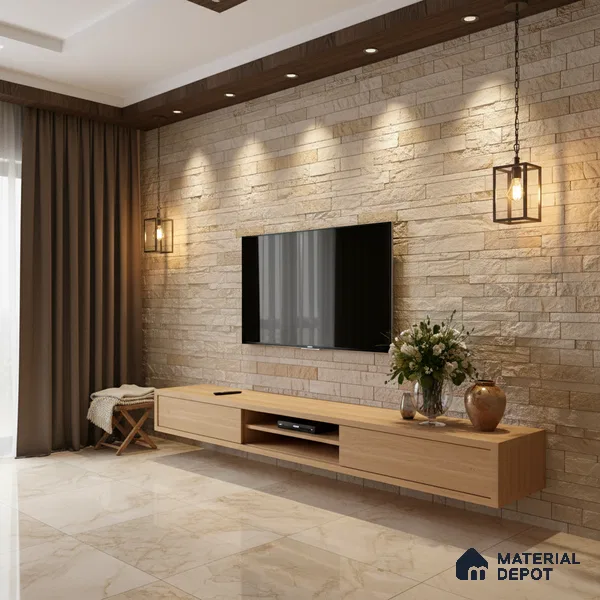 WL 00109 Oak Wood 600 x 150 mm Natural Stone Wall Cladding | Stone is a Natural Product, Please Expect Variation in Shades