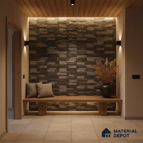WL 00110 Orbit Black 600 x 150 mm Natural Stone Wall Cladding | Stone is a Natural Product, Please Expect Variation in Shades