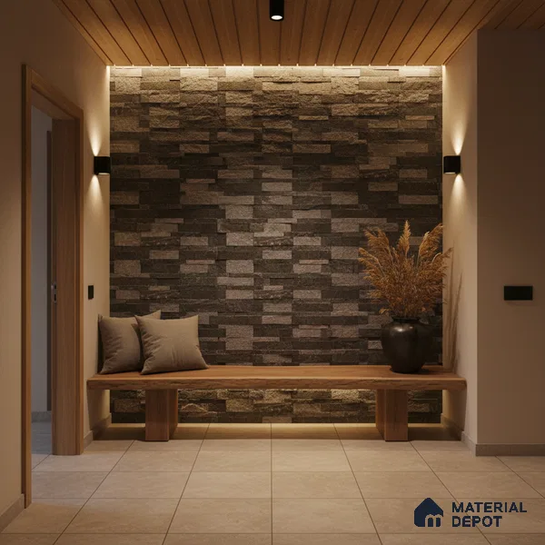 WL 00110 Orbit Black 600 x 150 mm Natural Stone Wall Cladding | Stone is a Natural Product, Please Expect Variation in Shades