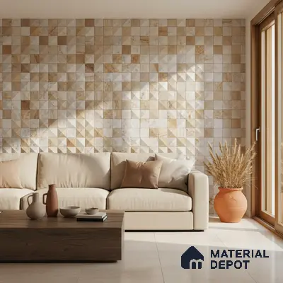 WL 00111 3D Oak 300 x 300 mm Natural Stone Wall Cladding |  Stone is a Natural Product, Please Expect Variation in Shades