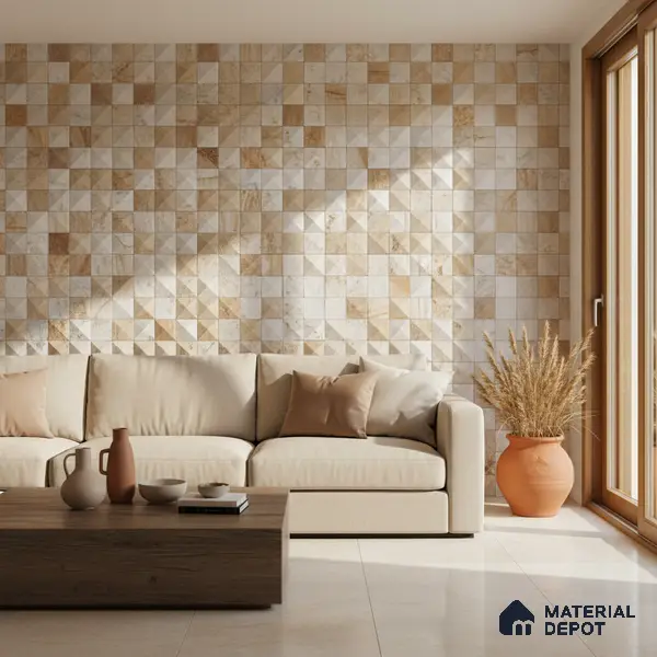 WL 00111 3D Oak 300 x 300 mm Natural Stone Wall Cladding |  Stone is a Natural Product, Please Expect Variation in Shades