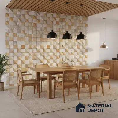 WL 00111 3D Oak 300 x 300 mm Natural Stone Wall Cladding |  Stone is a Natural Product, Please Expect Variation in Shades