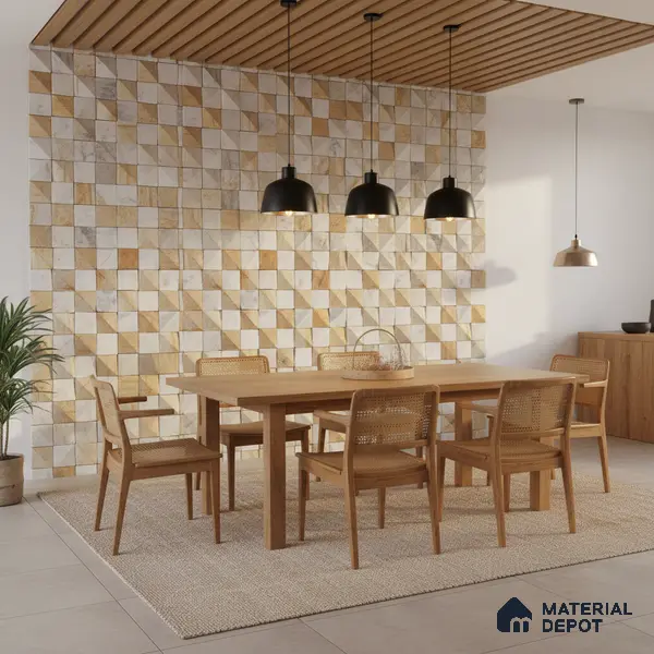 WL 00111 3D Oak 300 x 300 mm Natural Stone Wall Cladding |  Stone is a Natural Product, Please Expect Variation in Shades