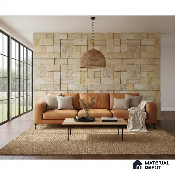 WL 00113 Palm Leaf 300 x 300 mm Natural Stone Wall Cladding |  Stone is a Natural Product, Please Expect Variation in Shades