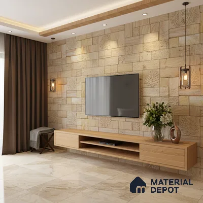WL 00113 Palm Leaf 300 x 300 mm Natural Stone Wall Cladding |  Stone is a Natural Product, Please Expect Variation in Shades