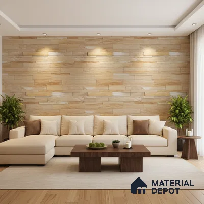 WL 00115 Pine Wood 600 x 150 mm Natural Stone Wall Cladding |  Stone is a Natural Product, Please Expect Variation in Shades