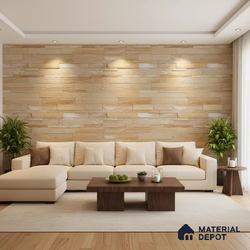 WL 00115 Pine Wood 600 x 150 mm Natural Stone Wall Cladding | Stone is a Natural Product, Please Expect Variation in Shades