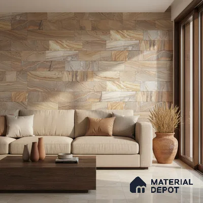 WL 00117 Rainbow 09 100 x 300 mm Natural Stone Wall Cladding | 1 Sq. Ft. = 3 Pieces |  Stone is a Natural Product, Please Expect Variation in Shades