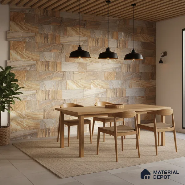 WL 00117 Rainbow 09 100 x 300 mm Natural Stone Wall Cladding | 1 Sq. Ft. = 3 Pieces |  Stone is a Natural Product, Please Expect Variation in Shades