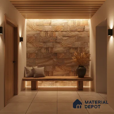 WL 00117 Rainbow 09 100 x 300 mm Natural Stone Wall Cladding | 1 Sq. Ft. = 3 Pieces |  Stone is a Natural Product, Please Expect Variation in Shades