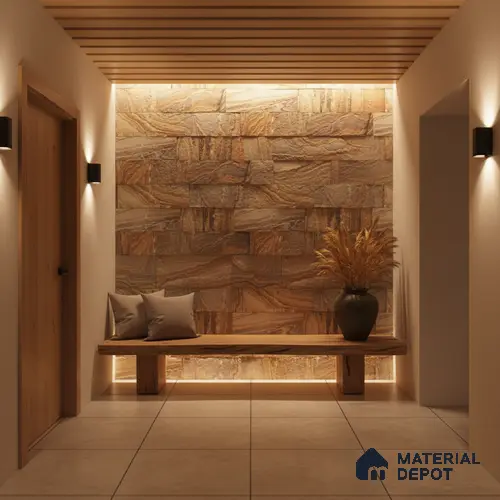 WL 00117 Rainbow 09 100 x 300 mm Natural Stone Wall Cladding | 1 Sq. Ft. = 3 Pieces | Stone is a Natural Product, Please Expect Variation in Shades