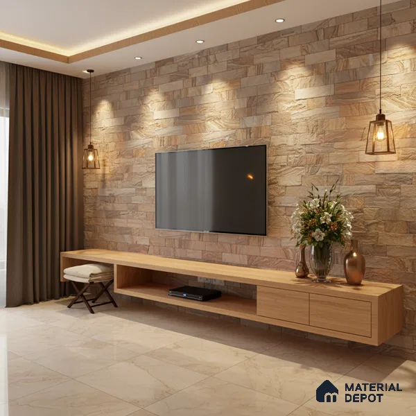 WL 00117 Rainbow 09 100 x 300 mm Natural Stone Wall Cladding | 1 Sq. Ft. = 3 Pieces |  Stone is a Natural Product, Please Expect Variation in Shades