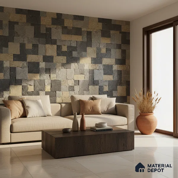 WL 00123 Roman Green 300 x 300 mm Natural Stone Wall Cladding | Stone is a Natural Product, Please Expect Variation in Shades