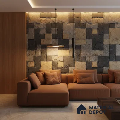 WL 00123 Roman Green 300 x 300 mm Natural Stone Wall Cladding |  Stone is a Natural Product, Please Expect Variation in Shades