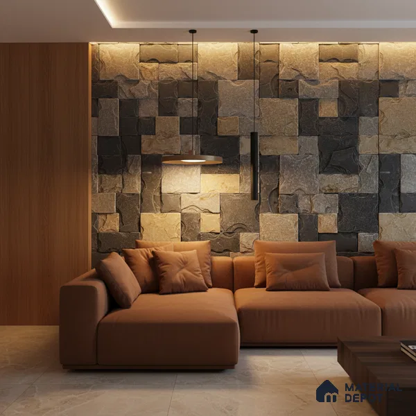 WL 00123 Roman Green 300 x 300 mm Natural Stone Wall Cladding | Stone is a Natural Product, Please Expect Variation in Shades