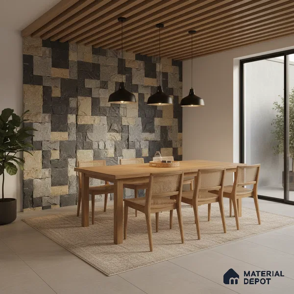 WL 00123 Roman Green 300 x 300 mm Natural Stone Wall Cladding | Stone is a Natural Product, Please Expect Variation in Shades