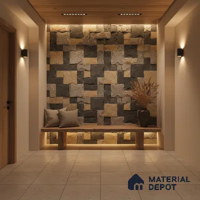 WL 00123 Roman Green 300 x 300 mm Natural Stone Wall Cladding |  Stone is a Natural Product, Please Expect Variation in Shades