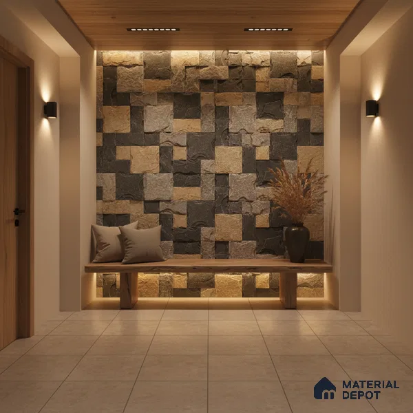 WL 00123 Roman Green 300 x 300 mm Natural Stone Wall Cladding | Stone is a Natural Product, Please Expect Variation in Shades