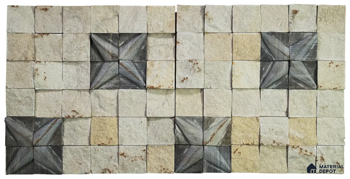 WL 00127 Sparkel Star 300 x 300 mm Natural Stone Wall Cladding | Stone is a Natural Product, Please Expect Variation in Shades