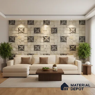 WL 00127 Sparkel Star 300 x 300 mm Natural Stone Wall Cladding |  Stone is a Natural Product, Please Expect Variation in Shades
