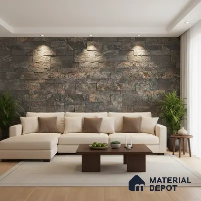 WL 00128 Safari Green 600 x 150 mm Natural Stone Wall Cladding |  Stone is a Natural Product, Please Expect Variation in Shades