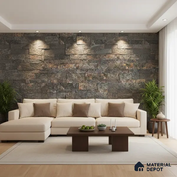 WL 00128 Safari Green 600 x 150 mm Natural Stone Wall Cladding | Stone is a Natural Product, Please Expect Variation in Shades