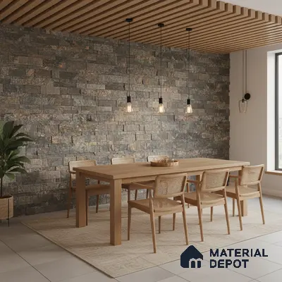 WL 00128 Safari Green 600 x 150 mm Natural Stone Wall Cladding |  Stone is a Natural Product, Please Expect Variation in Shades