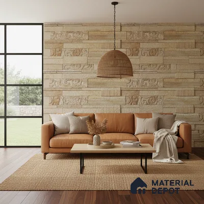 WL 00131 Spiral Oak 600 x 150 mm Natural Stone Wall Cladding