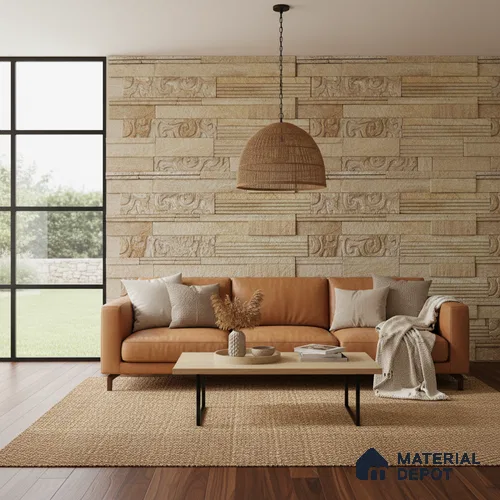 WL 00131 Spiral Oak 600 x 150 mm Natural Stone Wall Cladding