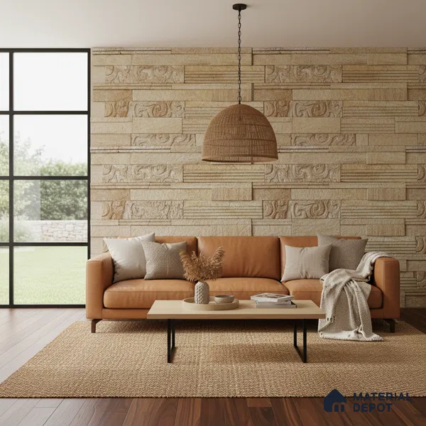 WL 00131 Spiral Oak 600 x 150 mm Natural Stone Wall Cladding