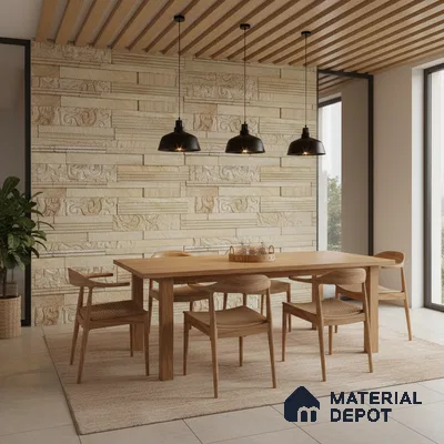 WL 00131 Spiral Oak 600 x 150 mm Natural Stone Wall Cladding