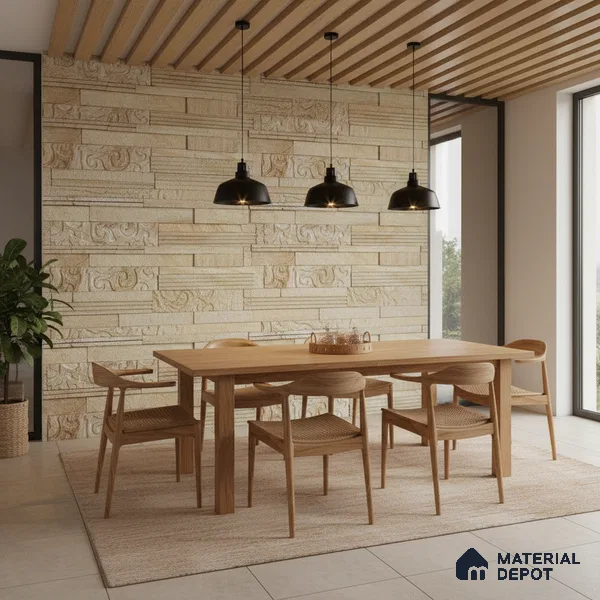 WL 00131 Spiral Oak 600 x 150 mm Natural Stone Wall Cladding