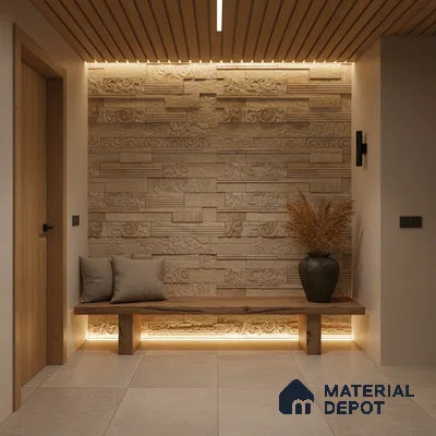 WL 00131 Spiral Oak 600 x 150 mm Natural Stone Wall Cladding