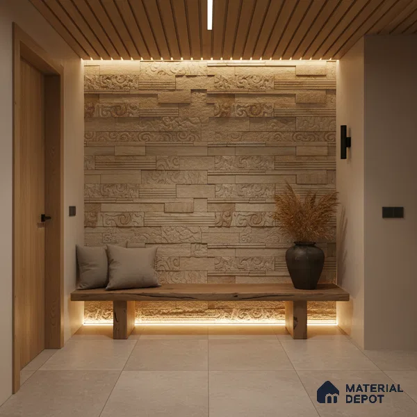 WL 00131 Spiral Oak 600 x 150 mm Natural Stone Wall Cladding