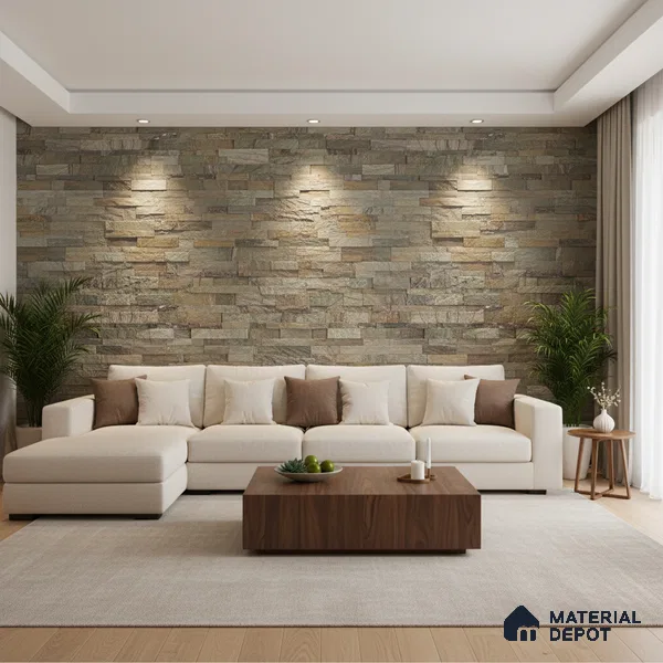 WL 00133 Safari Brown 600 x 150 mm Natural Stone Wall Cladding |  Stone is a Natural Product, Please Expect Variation in Shades