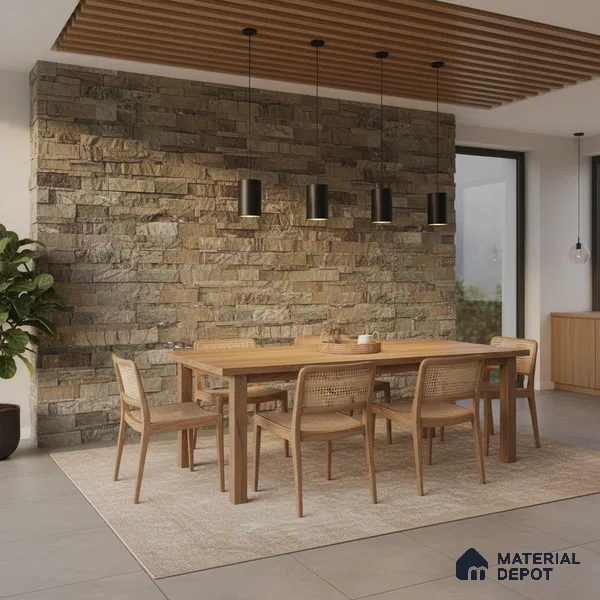 WL 00133 Safari Brown 600 x 150 mm Natural Stone Wall Cladding |  Stone is a Natural Product, Please Expect Variation in Shades