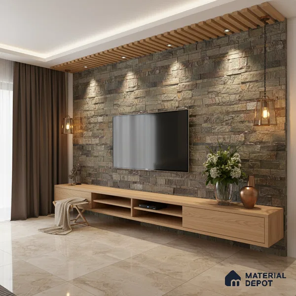 WL 00133 Safari Brown 600 x 150 mm Natural Stone Wall Cladding |  Stone is a Natural Product, Please Expect Variation in Shades