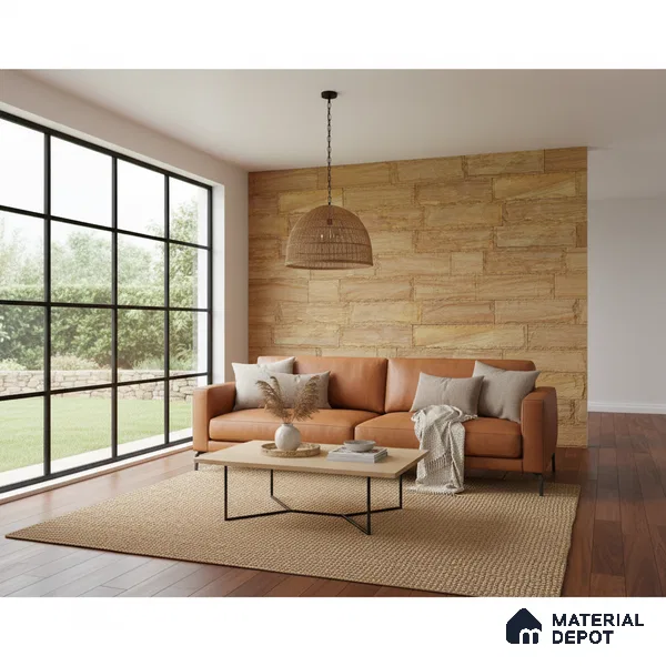 WL 00134 Teak Chizel 100 x 300 mm Natural Stone Wall Cladding | 1 Sq. Ft. = 3 Pieces |  Stone is a Natural Product, Please Expect Variation in Shades