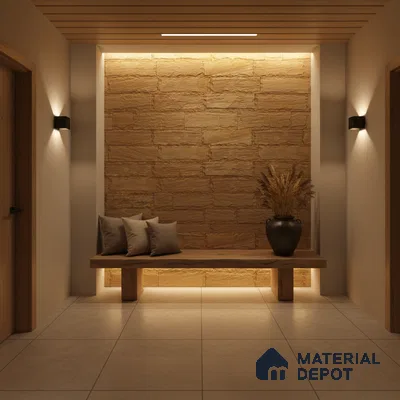WL 00134 Teak Chizel 100 x 300 mm Natural Stone Wall Cladding | 1 Sq. Ft. = 3 Pieces |  Stone is a Natural Product, Please Expect Variation in Shades