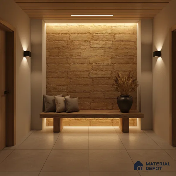 WL 00134 Teak Chizel 100 x 300 mm Natural Stone Wall Cladding | 1 Sq. Ft. = 3 Pieces |  Stone is a Natural Product, Please Expect Variation in Shades